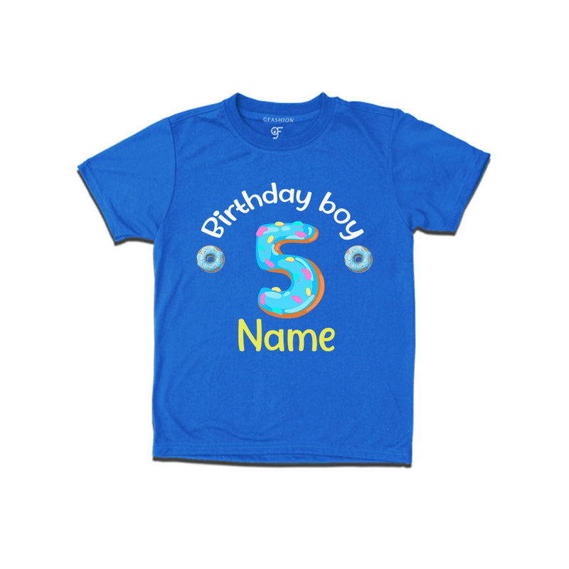 Donut Birthday boy t shirts with name customized for 5th birthday