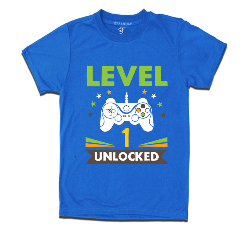 Level 1 Unlocked gamer t-shirts for 1 year old birthday