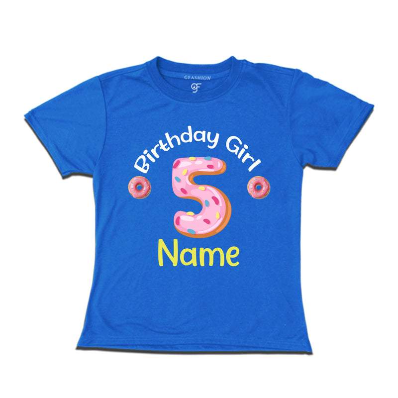 Donut Birthday girl t shirts with name customized for 5th birthday
