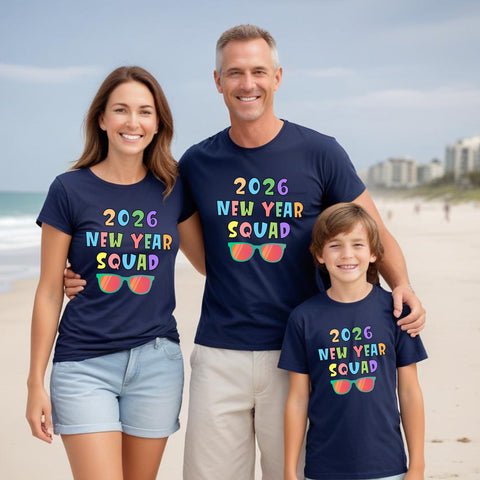 New Year Squad Printed T-shirts for Men, Women Kids and Family Friends