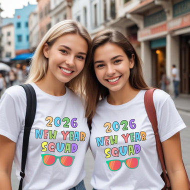 New Year Squad Printed T-shirts for Men, Women Kids and Family Friends