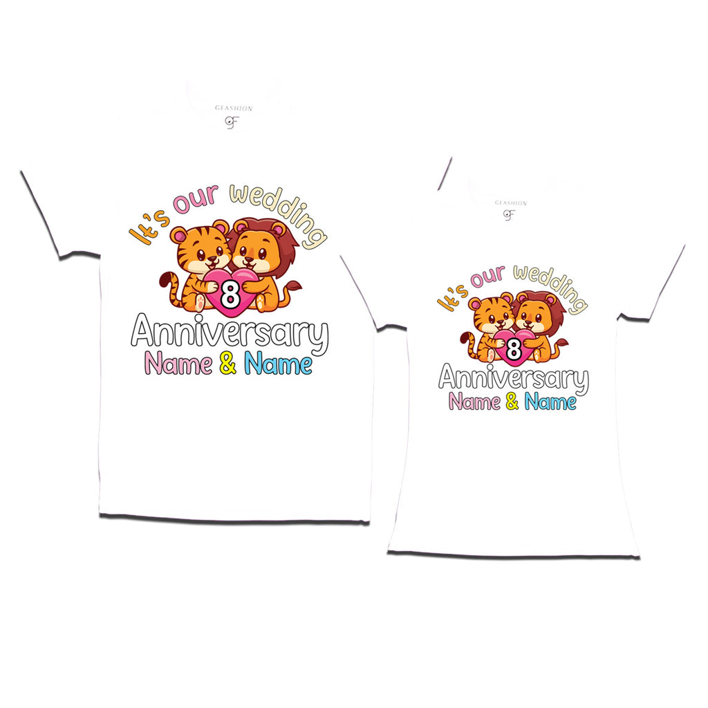 Its our wedding 8th anniversary lovely couples name customize t shirts