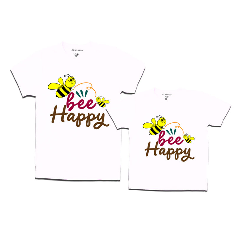 Bee happy dad son teeshirts