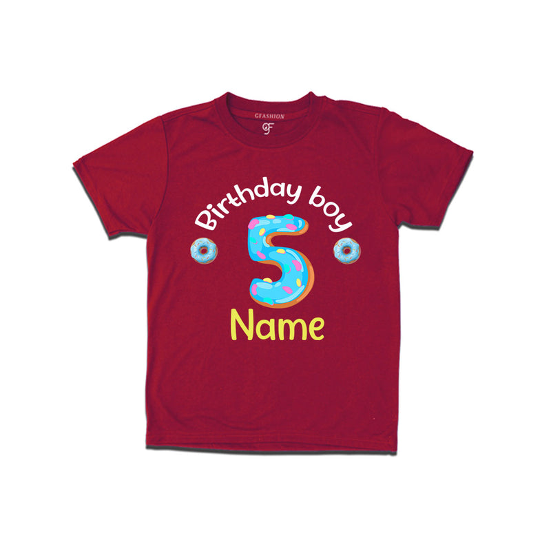 Donut Birthday boy t shirts with name customized for 5th birthday