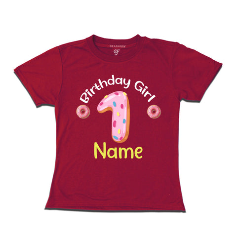 Donut Birthday girl t shirts with name customized for 1st birthday