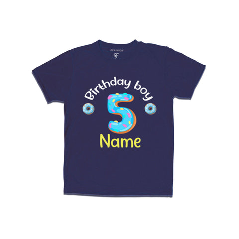 Donut Birthday boy t shirts with name customized for 5th birthday