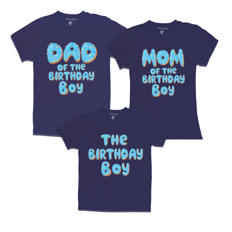 Blue donut tshirts for Dad Mom and birthday Boy