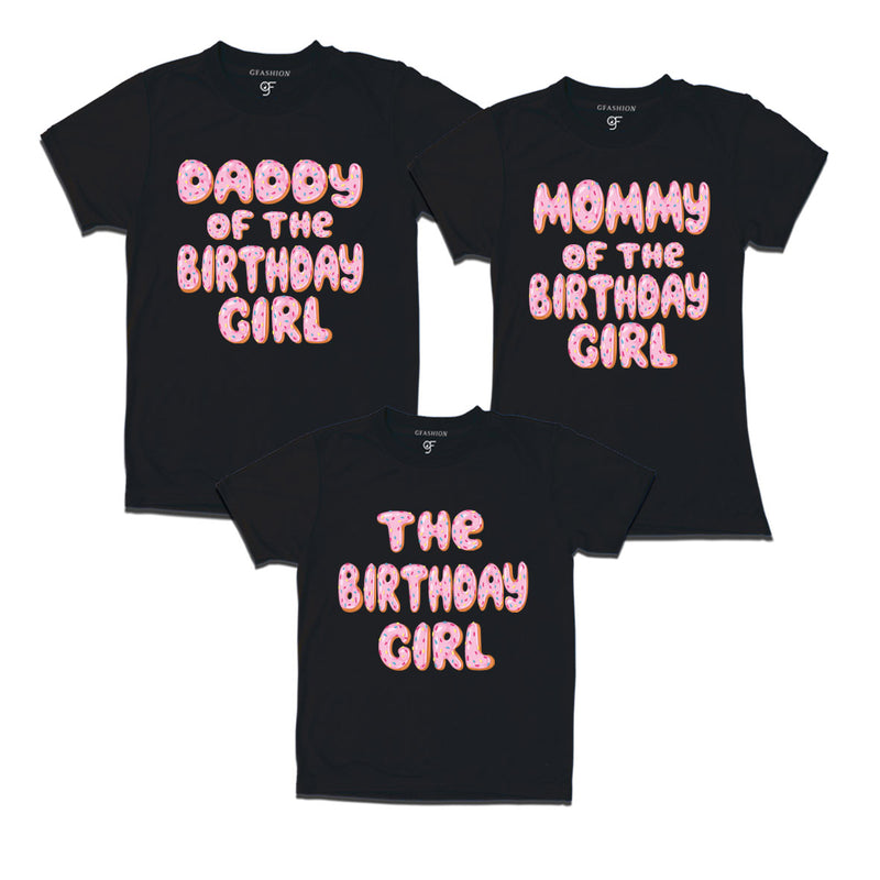 Pink donut Birthday t-shirts for family