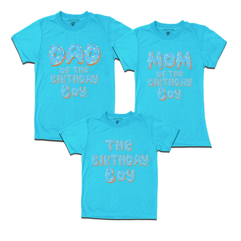 Blue donut tshirts for Dad Mom and birthday Boy