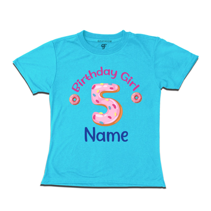 Donut Birthday girl t shirts with name customized for 5th birthday