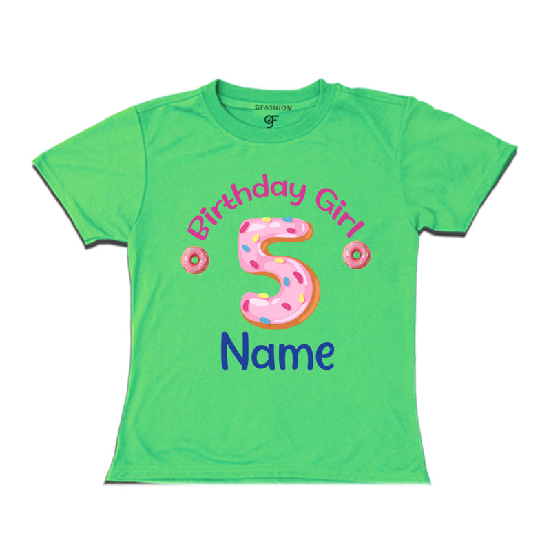 Donut Birthday girl t shirts with name customized for 5th birthday