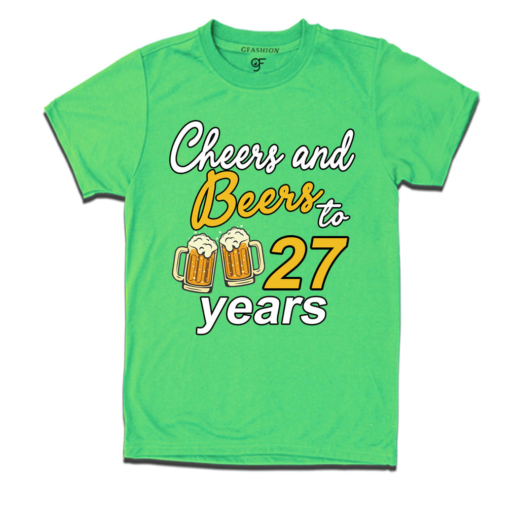Buy Cheers and beers to 27 years funny birthday party t shirts