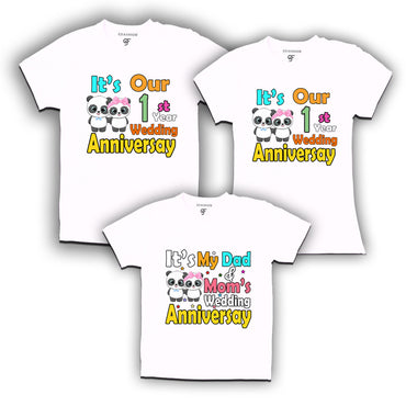 It's our 1st year wedding anniversary family tshirts.