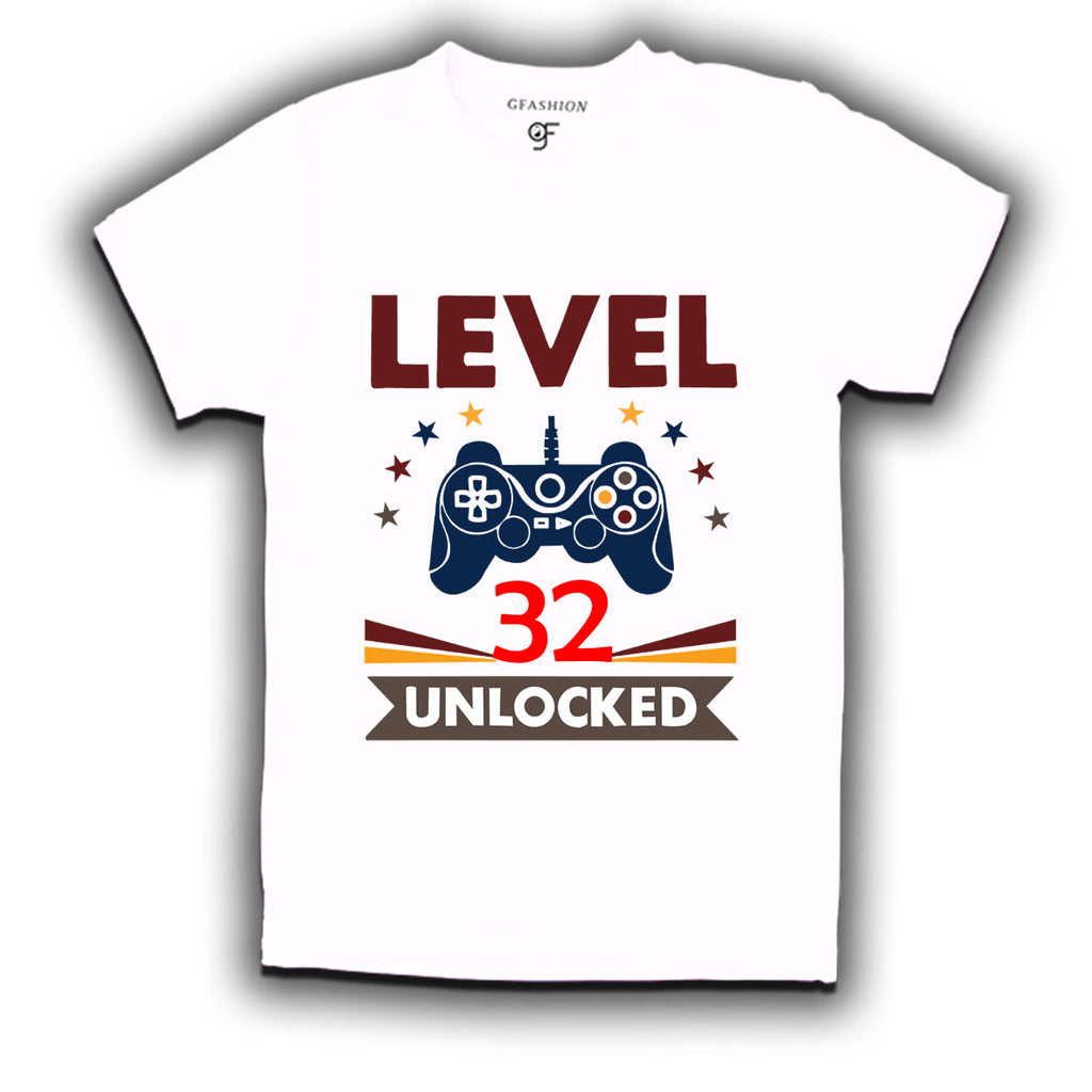 Buy Level 32 Unlocked gamer t-shirts for 32 year old birthday @ gfashion  online store – GFASHION