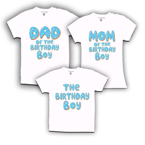 Blue donut tshirts for Dad Mom and birthday Boy