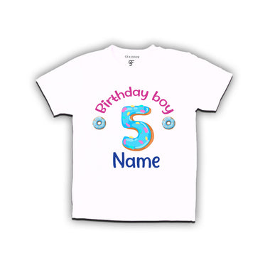 Donut Birthday boy t shirts with name customized for 5th birthday