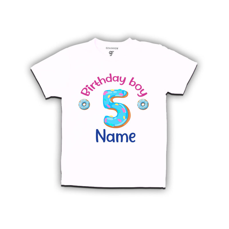 Donut Birthday boy t shirts with name customized for 5th birthday