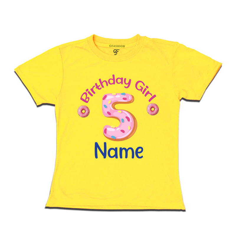 Donut Birthday girl t shirts with name customized for 5th birthday