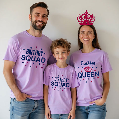 Birthday Queen and Birthday Squad T-shirts for Family and Friends