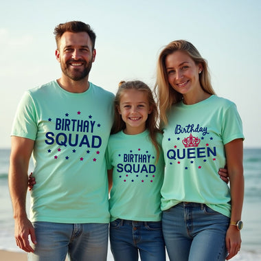 Birthday Queen and Birthday Squad T-shirts for Family and Friends