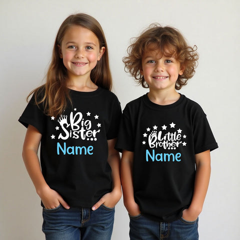 big sister name little brother name print tees