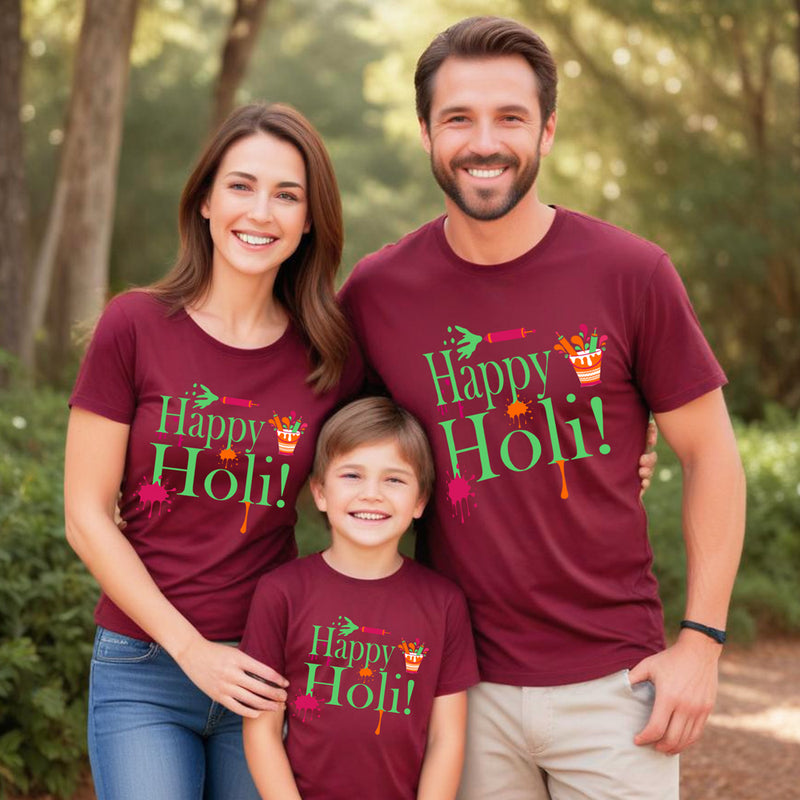 Happy Holi T-shirts For Couples and Family