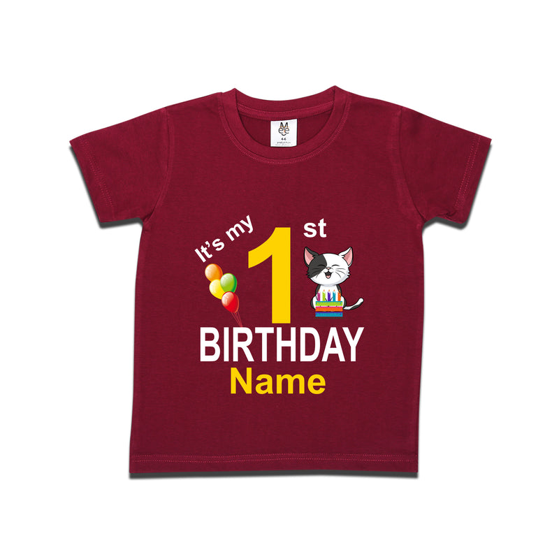 It's my birthday cute cat print name and age customize tees
