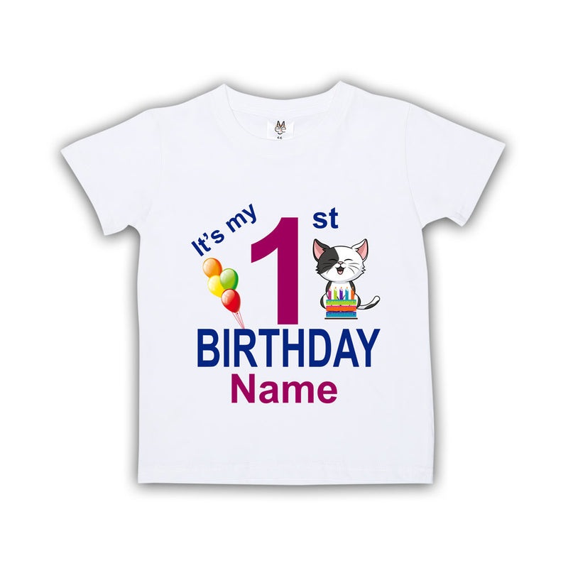 It's my birthday cute cat print name and age customize tees