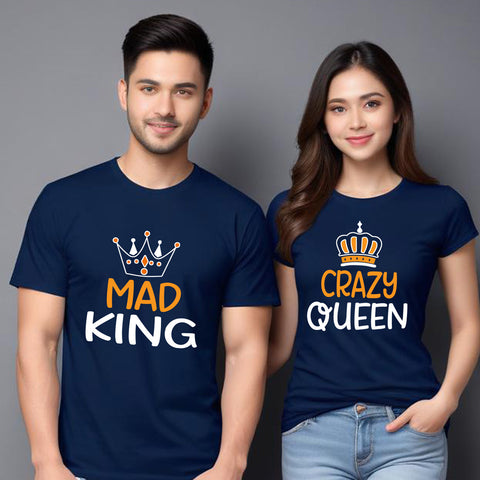 mad king crazy queen couple t shirts