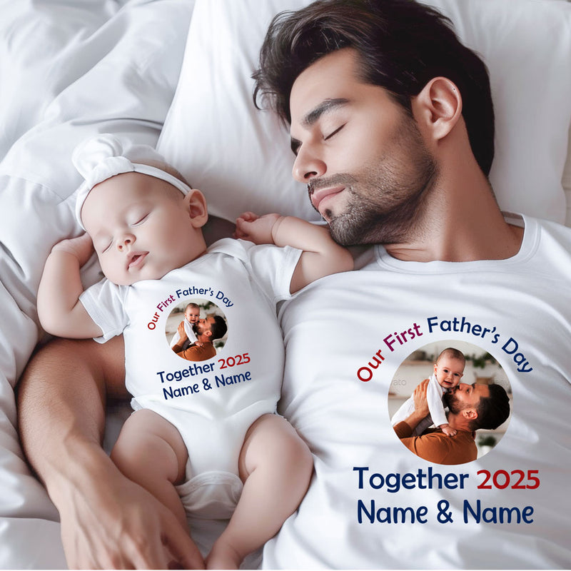 father's day t-shirts customize photo combo set