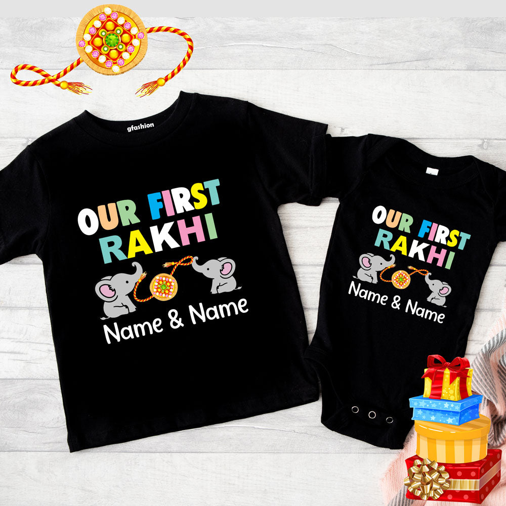 Buy First Raksha Bandhan Baby T-shirt with name gfashion online