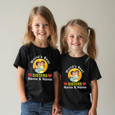 World's Best Sisters T-shirts with Photo and Name Customize