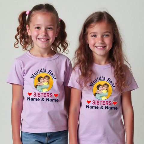 World's Best Sisters T-shirts with Photo and Name Customize