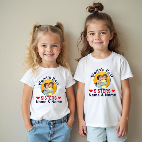 World's Best Sisters T-shirt with Photo and Name Customize