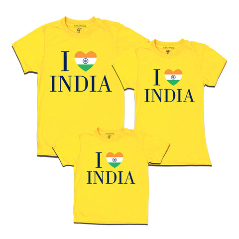 I love India Dad Mom and  Son T-shirts in Yellow Color available @ gfashion.jpg