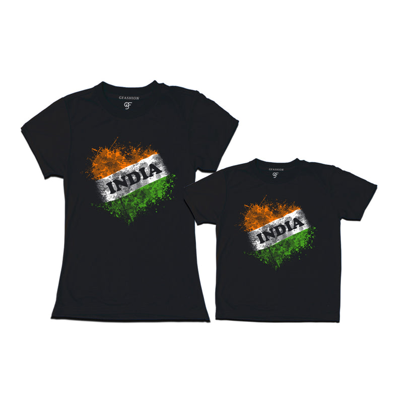 India Tiranga T-shirts for Mom and Son in Black color available @ gfashion.jpg