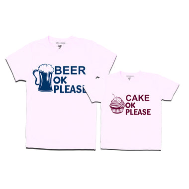 beer OK cake OK Dad son T-shirts