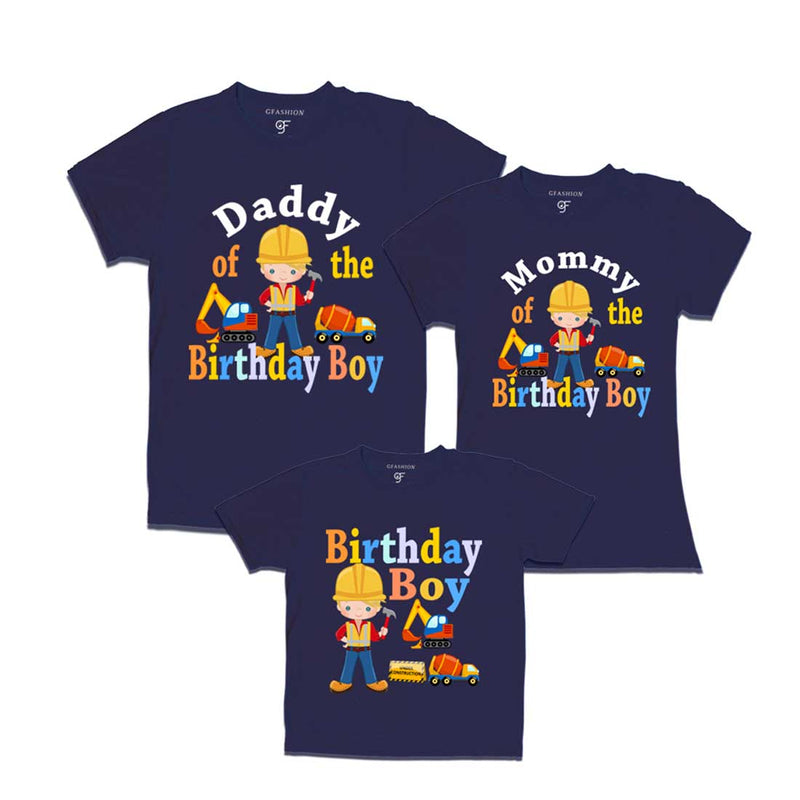 Construction Theme Birthday Boy T-shirts for family