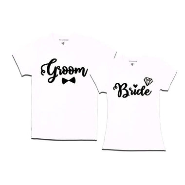 Groom and bride customize t shirts for pre wedding shoot