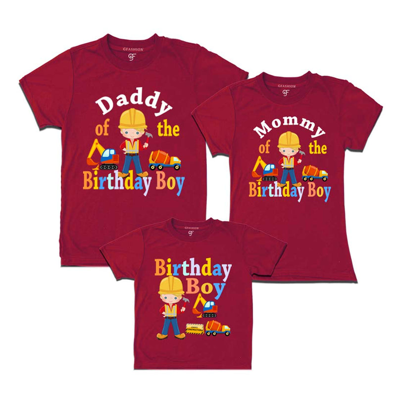 Construction Theme Birthday Boy T-shirts for family