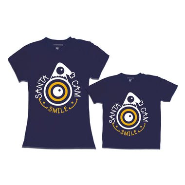 santa can smile with matching T-Shirt for mom and son