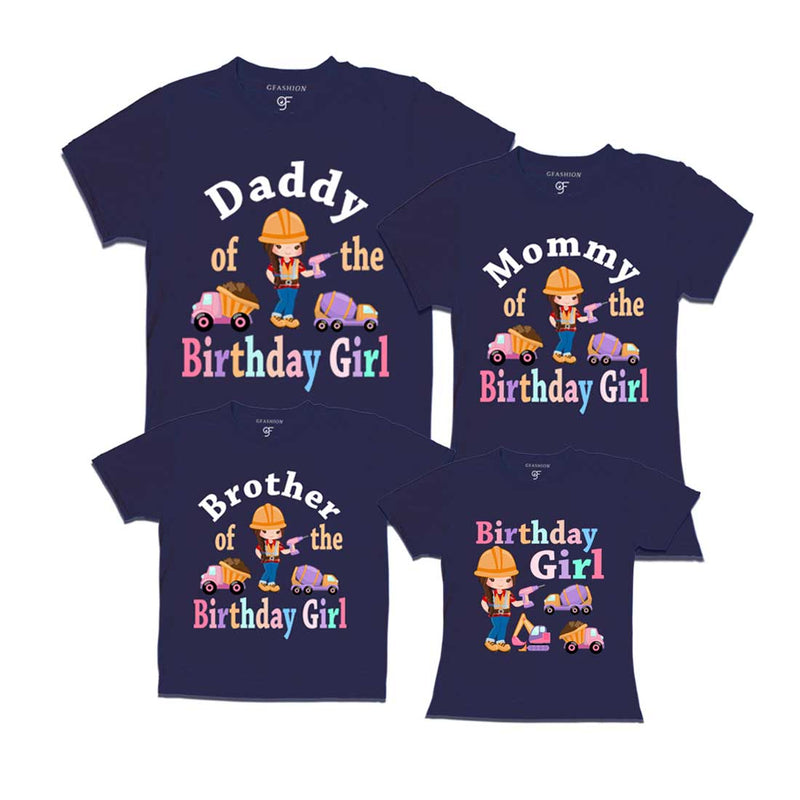 Construction Theme Birthday Girl T-shirts for family