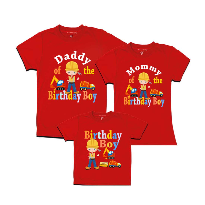 Construction Theme Birthday Boy T-shirts for family