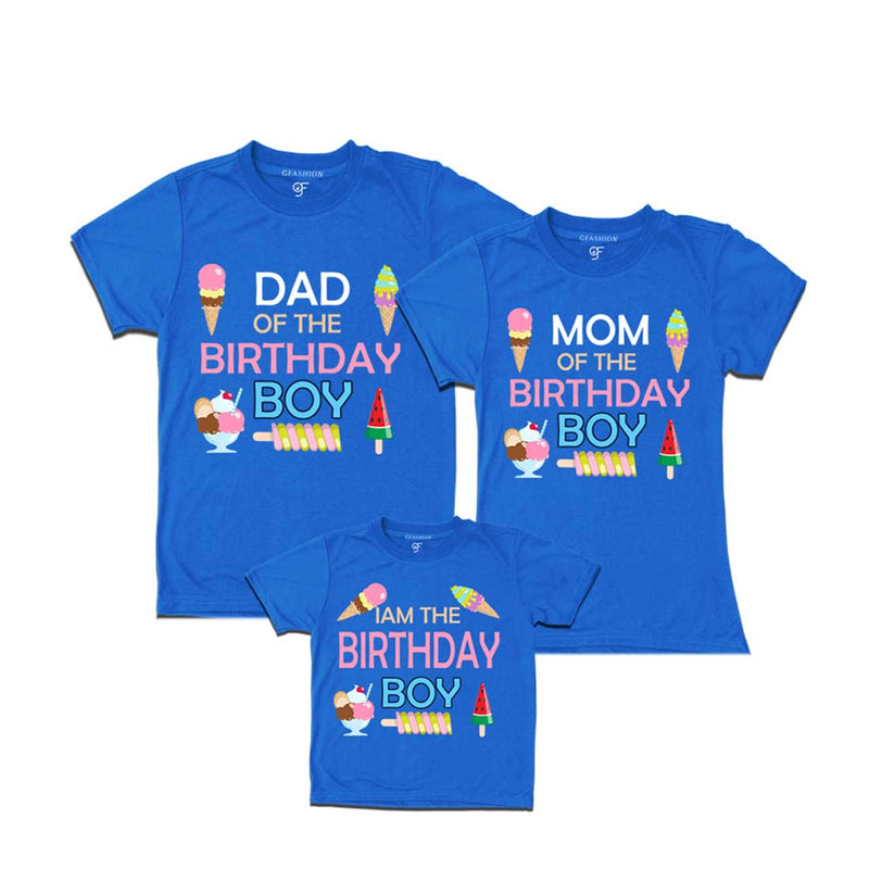 Ice Cream Theme Birthday boy With Dad and Mom T-shirts