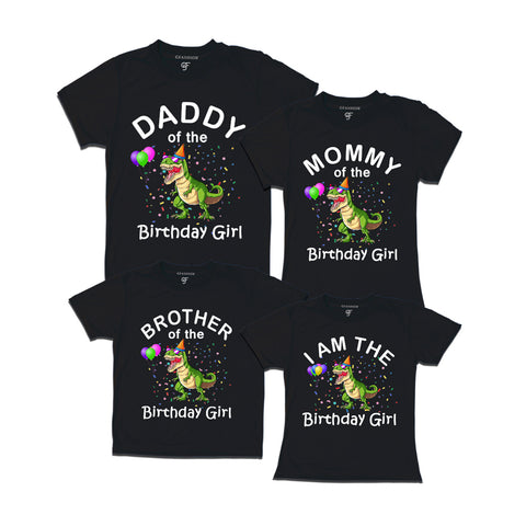 Birthday T-shirts for Girl With Family Dinosaur Theme