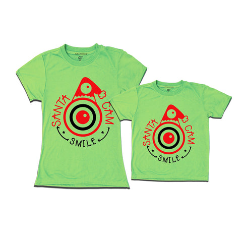 santa can smile with matching T-Shirt for mom and son
