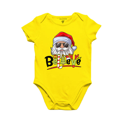 Believe Christmas-Baby Bodysuit or Rompers or Onesie in Yellow Color avilable @ gfashion.jpg