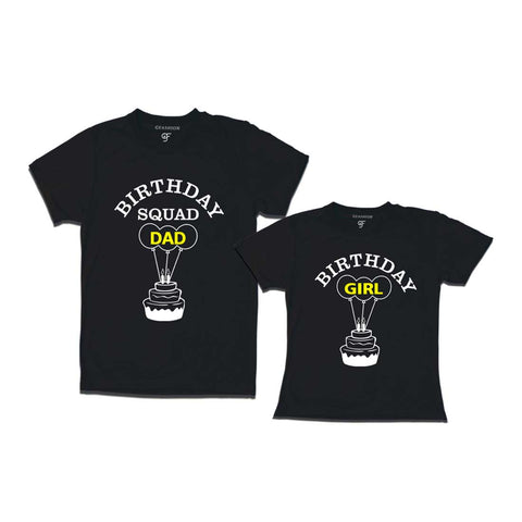 Birthday Squad Dad Birthday Girl T-shirts-Black-gfashion