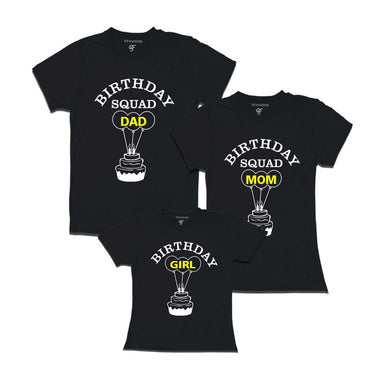 Birthday Squad Dad, Mom, Birthday Girl T-shirts-Black-gfashion