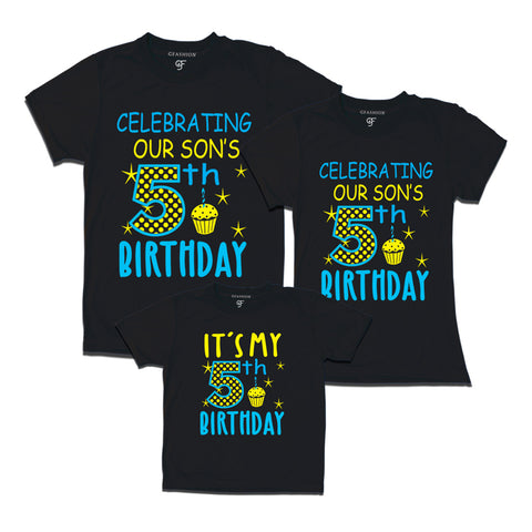 Celebrating 5th Birthday T-shirts for Dad Mom and Son in Black Color available @ gfashion.jpg